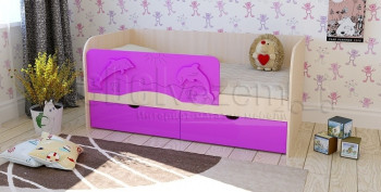 Друзья Кровать детская 2 ящика 1.6 Фиолетовый глянец в Заковряжино - zakovryazhino.mebel54.com | фото