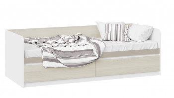 Кровать «Сканди» с 2 ящиками Дуб Гарден/Белый/Глиняный серый в Заковряжино - zakovryazhino.mebel54.com | фото