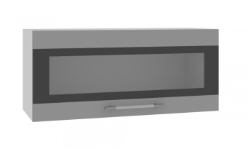 Ройс ПГСФ 800 Шкаф верхний горизонтальный со стеклом с фотопечатью (Графит софт/корпус Серый) в Заковряжино - zakovryazhino.mebel54.com | фото