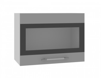 Ройс ВПГСФ 600 Шкаф верхний горизонтальный со стеклом с фотопечатью высокий (Графит софт/корпус Серый) в Заковряжино - zakovryazhino.mebel54.com | фото