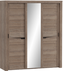 Шкаф трехдверный Соренто с раздвижными дверями Дуб стирлинг/Кофе структурный матовый в Заковряжино - zakovryazhino.mebel54.com | фото